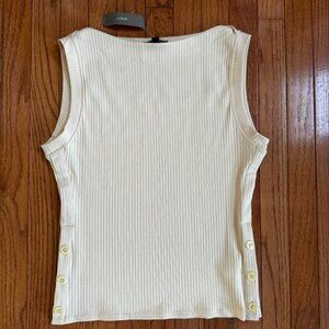 NWT J. Crew Ivory Ribbed Boatneck Sleeveless Top - Size M